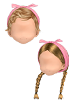 Tóc xoăn turban,nơ hồng,Kibi (đôi) - Tóc bím,turban nơ hồng Mochi (đôi)
