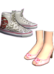 Giầy Converse,ghi nhạt,cao cổ  - Giày hồng,nơ bướm,hiện đại