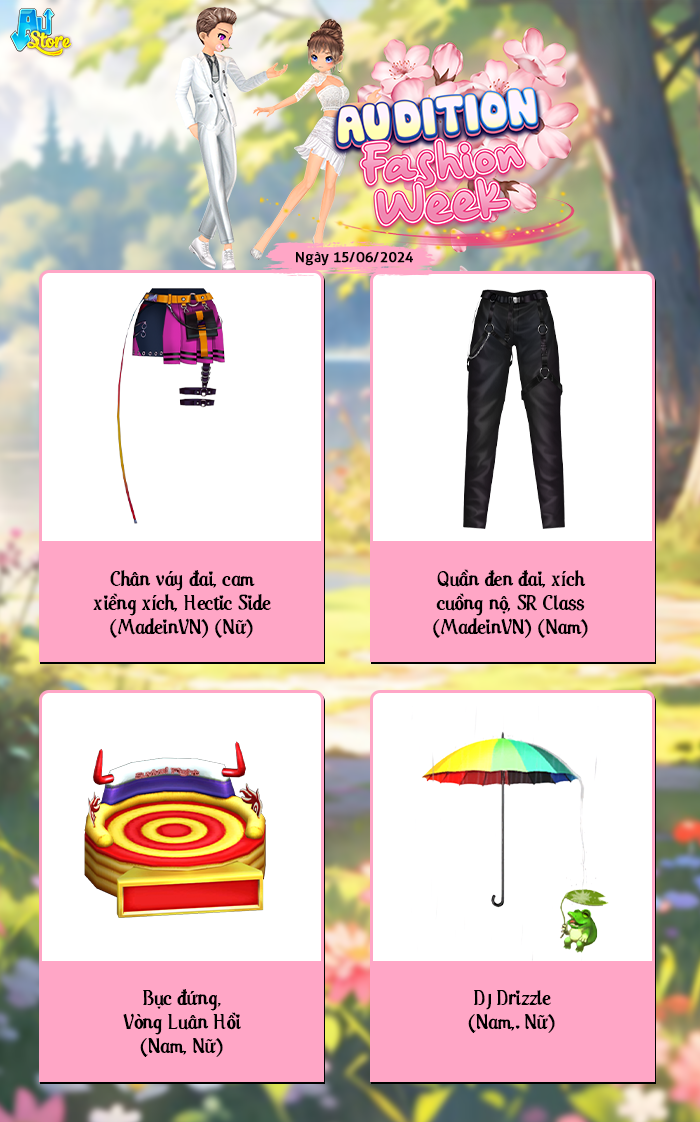 Gian hàng AUDITION FASHION WEEK ngày 15/6 gọi tên những item nào