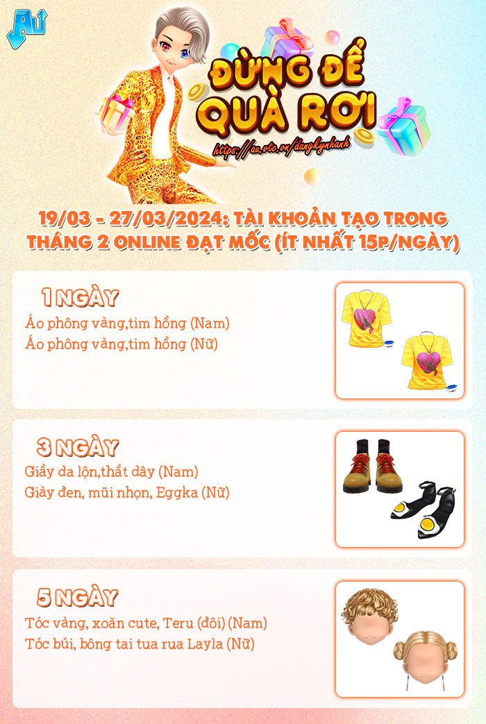 Hàng loạt gói quà vĩnh viễn trao tay khi tham gia ĐỪNG ĐỂ QUÀ RƠI tháng 3