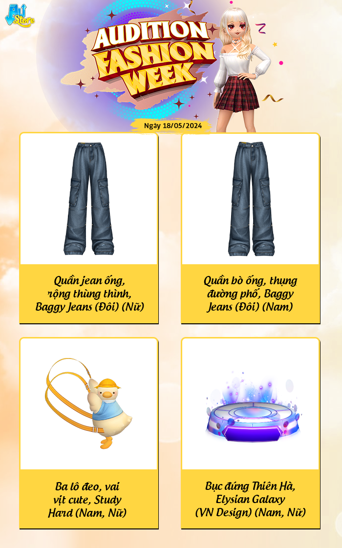 AUDITION FASHION WEEK ngày 18/05 gợi ý set đồ trẻ trung hết ý