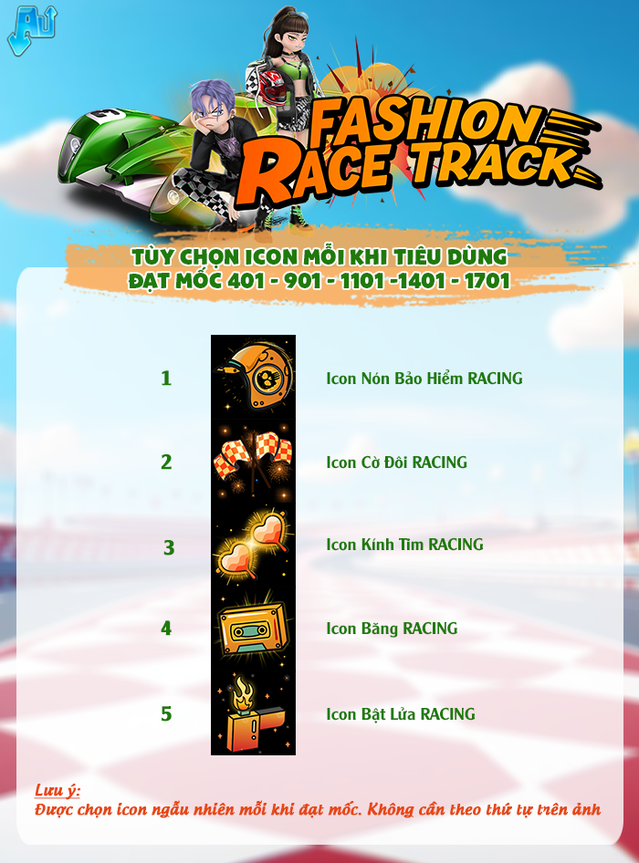 Nổi bật trên đường đua công thức 1 với dải icon FASHION RACETRACK