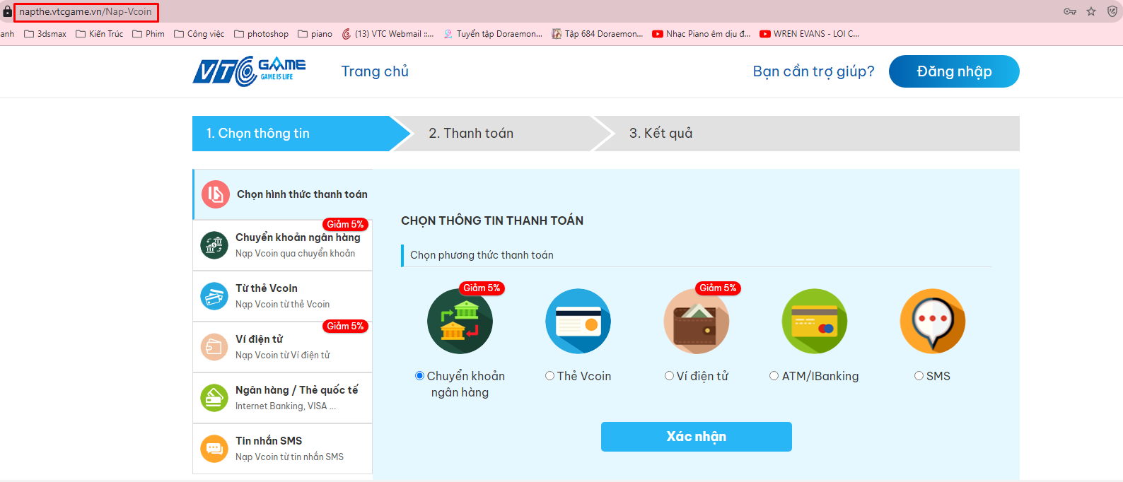 [Hướng dẫn tân thủ] Các phương thức nạp Vcoin