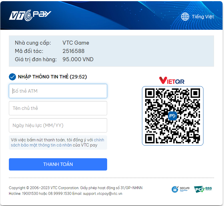 [Hướng dẫn tân thủ] Các phương thức nạp Vcoin