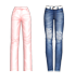 Jeans mài rách, thắt lưng trắng, Dario (Nam) - Quần ống suông, hồng pastel, Katowice  (Nữ)